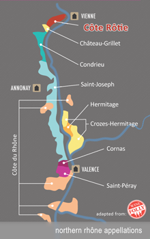 Map of Rhone Appellations
